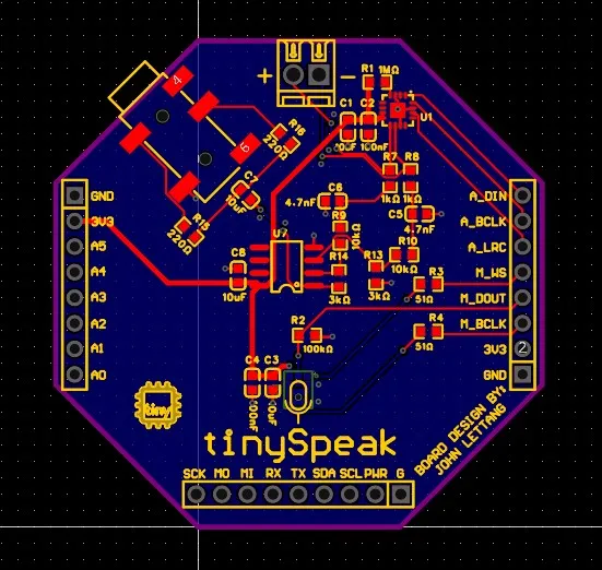 tinySpeak PCB schematic overview